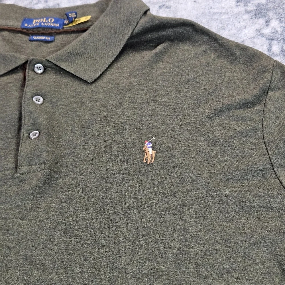 Polo Ralph Lauren Polo Shirt Mens XXL Green Classic Fit Long Sleeve Pony Logo